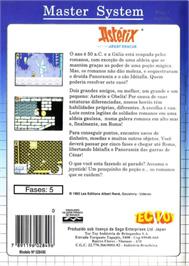 Box back cover for Astérix and the Great Rescue on the Sega Master System.