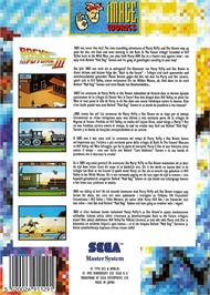 Box back cover for Back To The Future Part 3 on the Sega Master System.