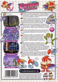 Box back cover for Cosmic Spacehead on the Sega Master System.