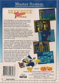 Box back cover for Deep Duck Trouble starring Donald Duck on the Sega Master System.