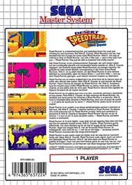 Box back cover for Desert Speedtrap Starring Road Runner And Wile E. Coyote on the Sega Master System.