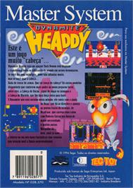 Box back cover for Dynamite Headdy on the Sega Master System.