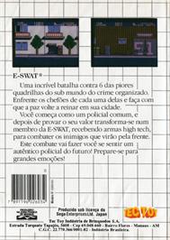 Box back cover for E-SWAT: City Under Siege on the Sega Master System.