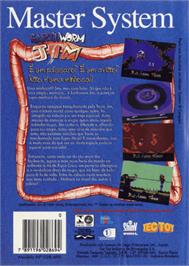 Box back cover for Earthworm Jim on the Sega Master System.
