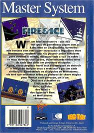 Box back cover for Fire and Ice on the Sega Master System.