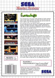 Box back cover for Lemmings on the Sega Master System.