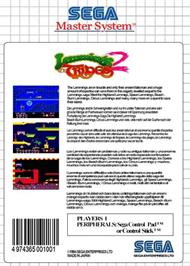 Box back cover for Lemmings 2 - The Tribes on the Sega Master System.