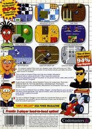 Box back cover for Micro Machines on the Sega Master System.