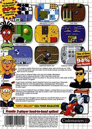 Box back cover for Micro Machines on the Sega Master System.