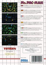 Box back cover for Ms. Pac-man on the Sega Master System.
