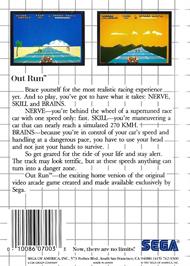 Box back cover for Outrun on the Sega Master System.