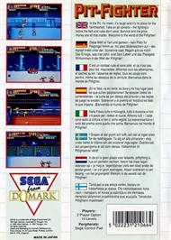 Box back cover for Pit-fighter on the Sega Master System.