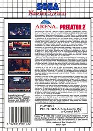 Box back cover for Predator 2 on the Sega Master System.