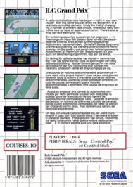 Box back cover for R.C. Grand Prix on the Sega Master System.