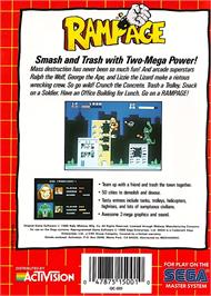 Box back cover for Rampage on the Sega Master System.