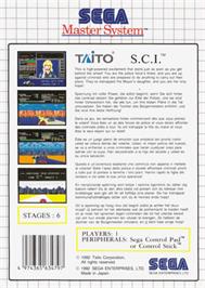 Box back cover for Special Criminal Investigation on the Sega Master System.