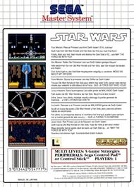 Box back cover for Star Wars on the Sega Master System.