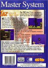 Box back cover for Taz in Escape from Mars on the Sega Master System.
