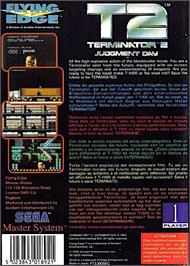Box back cover for Terminator 2 - Judgment Day on the Sega Master System.