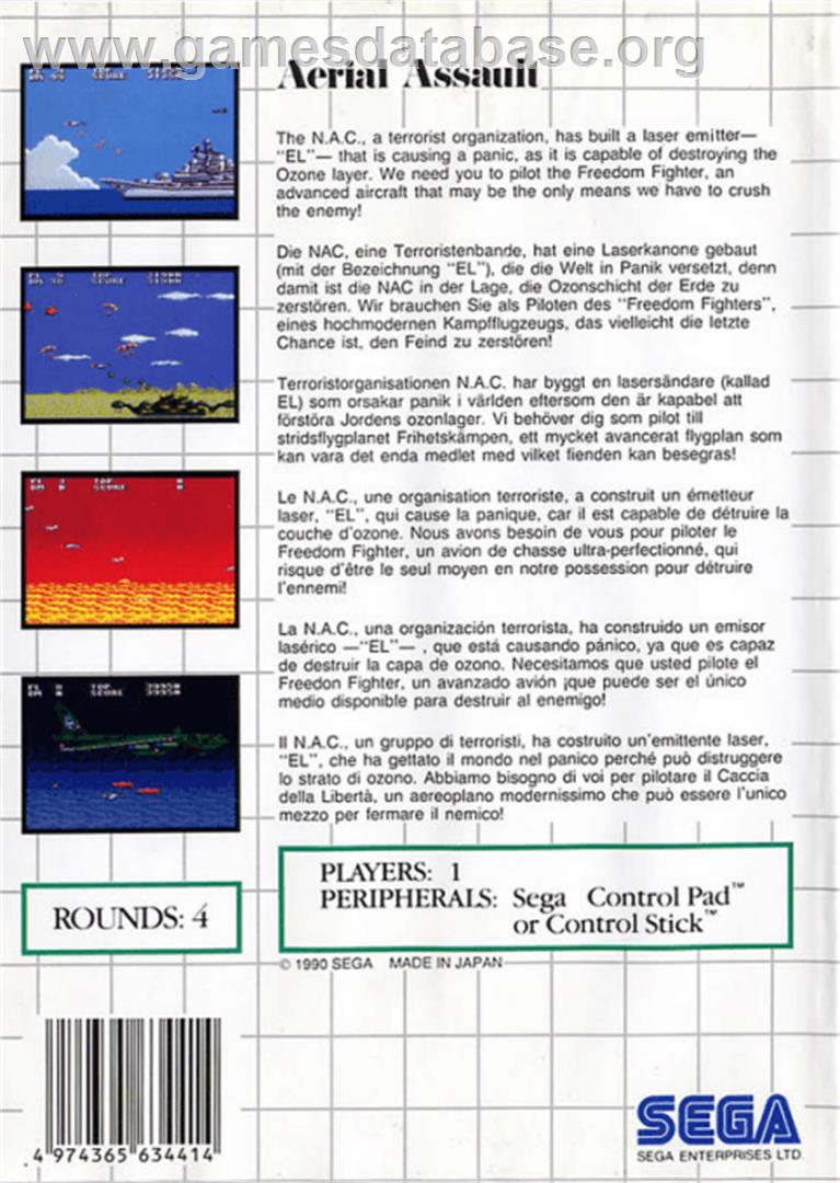 Aerial Assault - Sega Master System - Artwork - Box Back