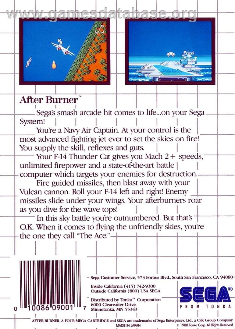 After Burner - Sega Master System - Artwork - Box Back