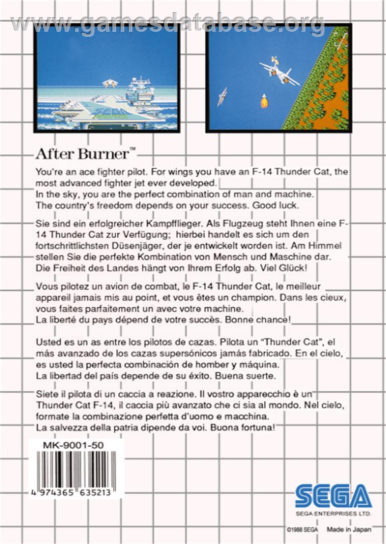 After Burner - Sega Master System - Artwork - Box Back