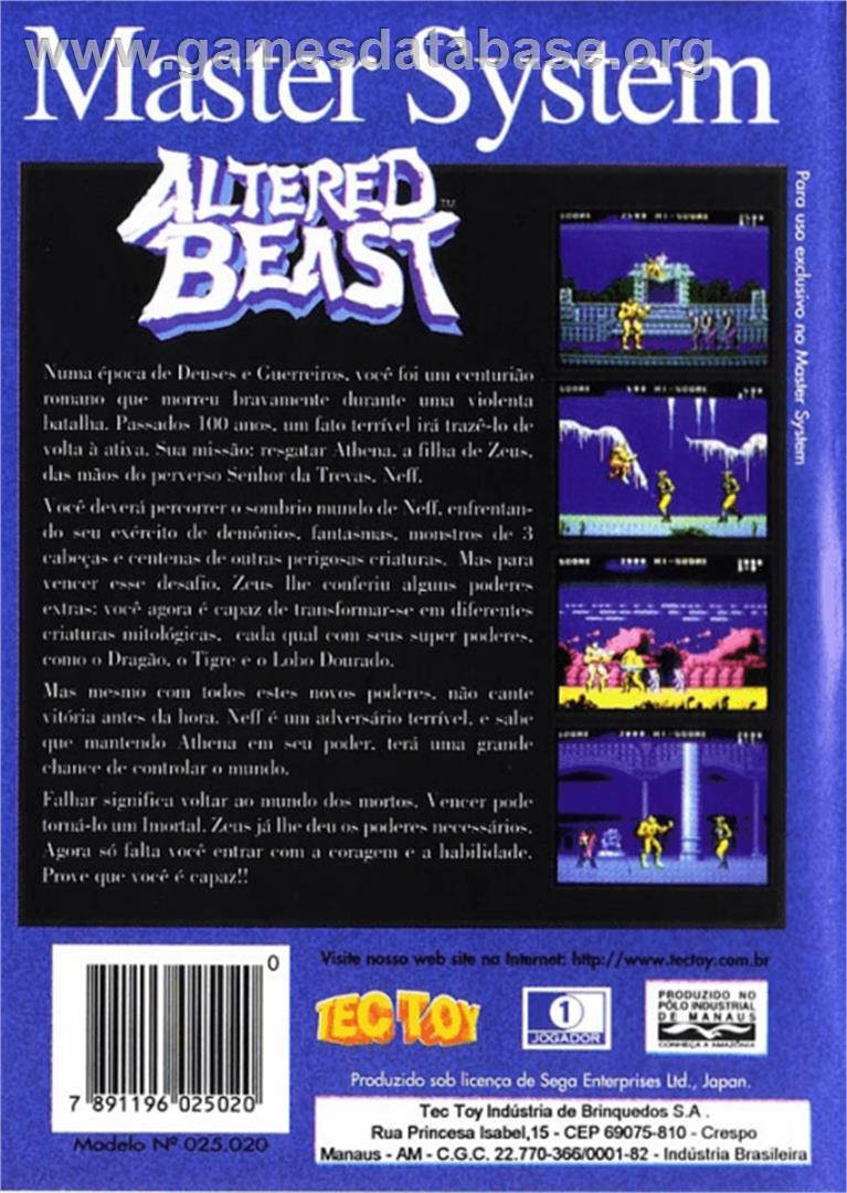 Altered Beast - Sega Master System - Artwork - Box Back