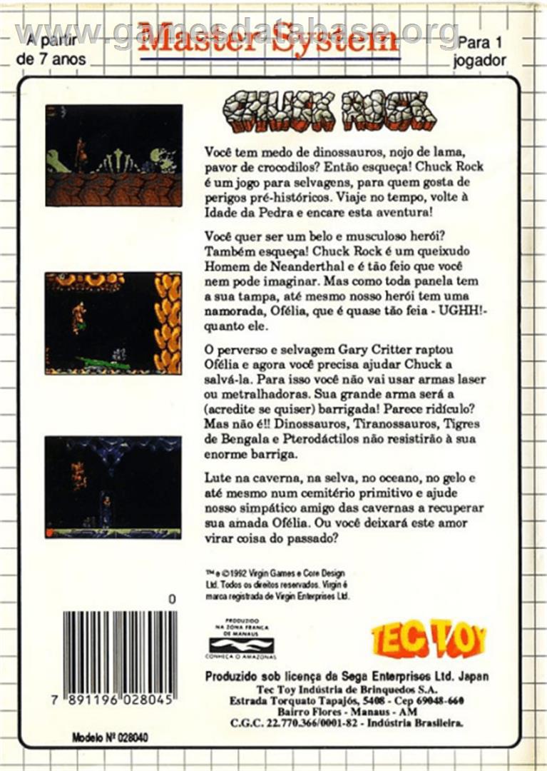 Chuck Rock - Sega Master System - Artwork - Box Back