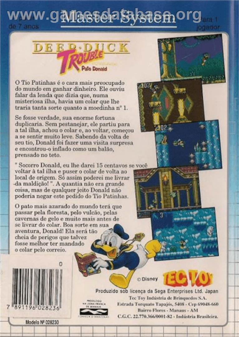 Deep Duck Trouble starring Donald Duck - Sega Master System - Artwork - Box Back