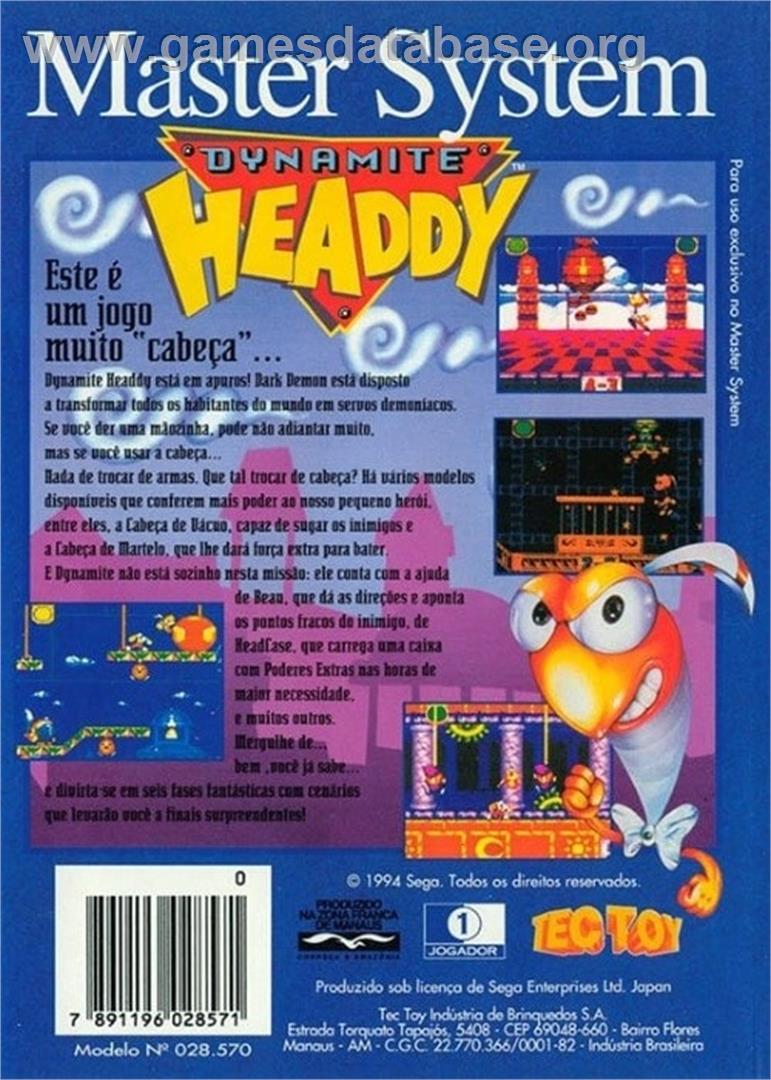 Dynamite Headdy - Sega Master System - Artwork - Box Back
