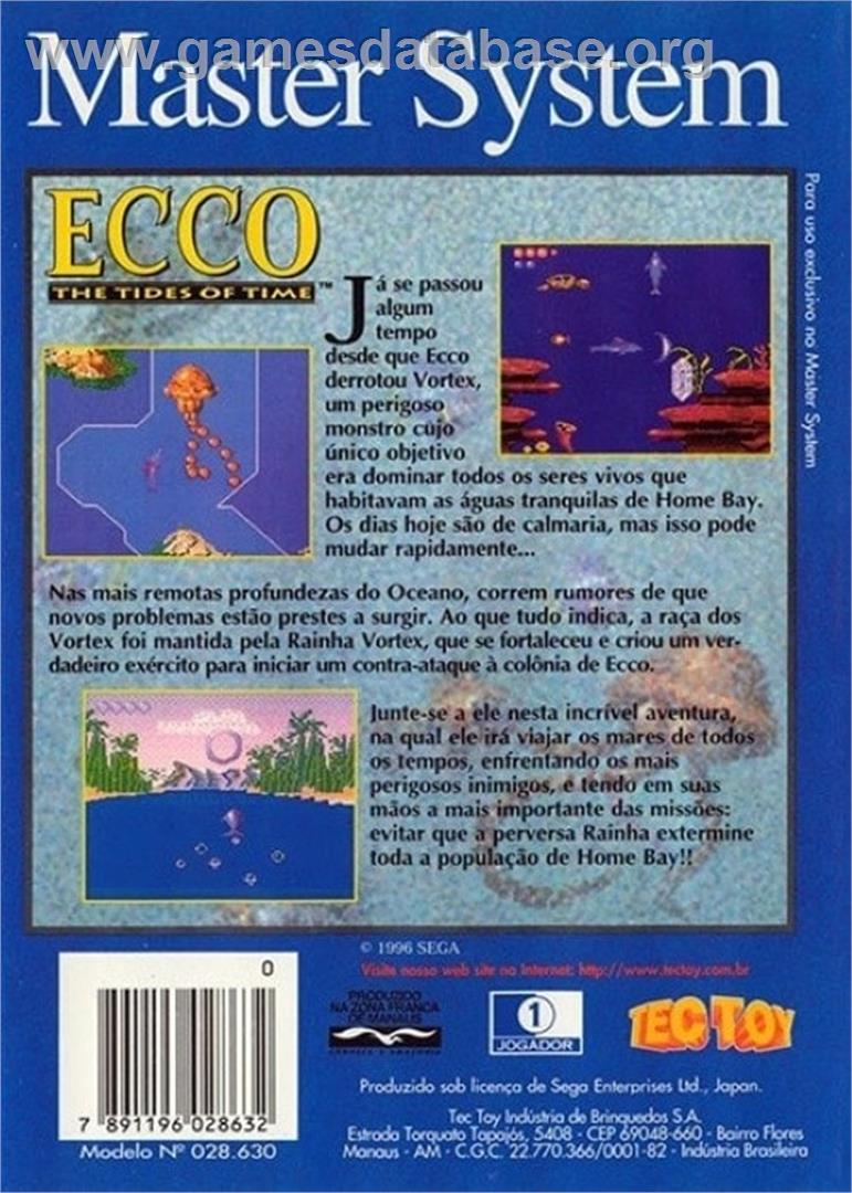 Ecco - The Tides Of Time - Sega Master System - Artwork - Box Back