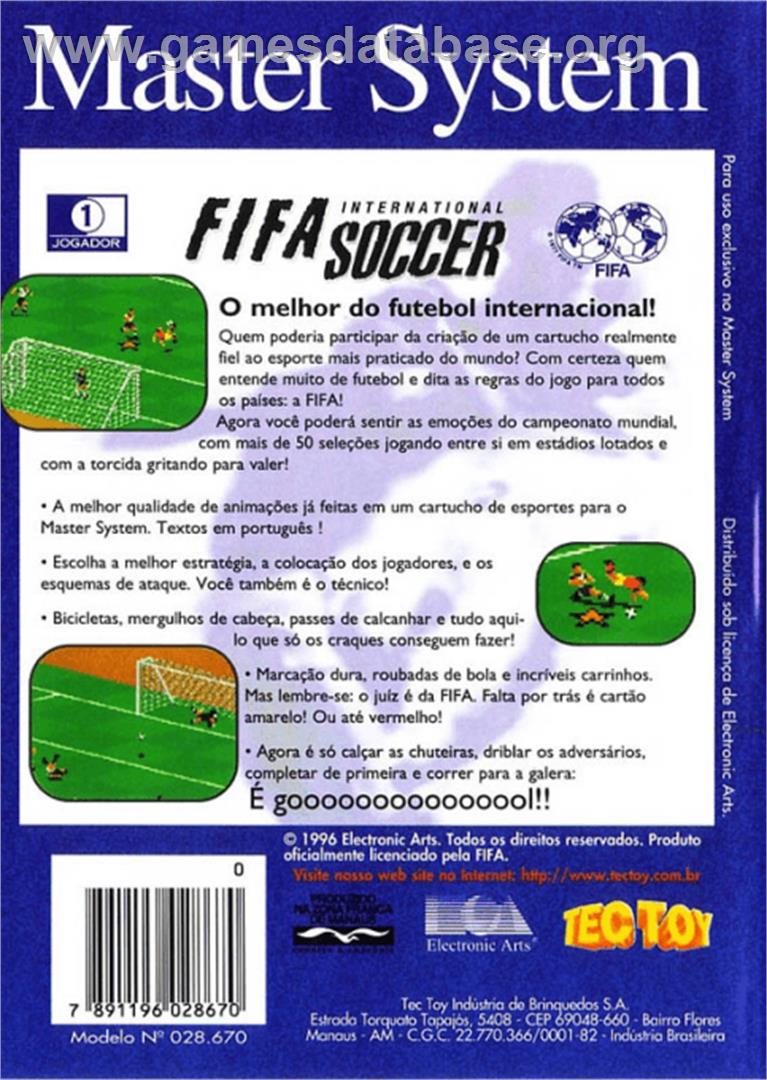 FIFA International Soccer - Sega Master System - Artwork - Box Back