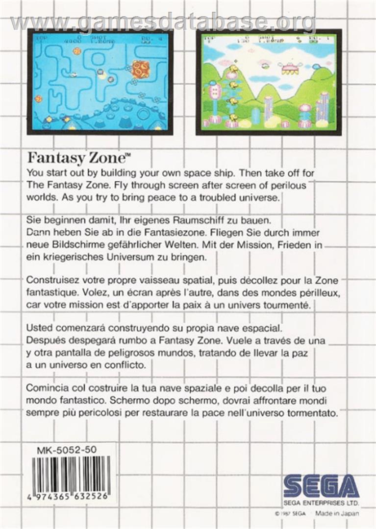 Fantasy Zone: The Maze - Sega Master System - Artwork - Box Back