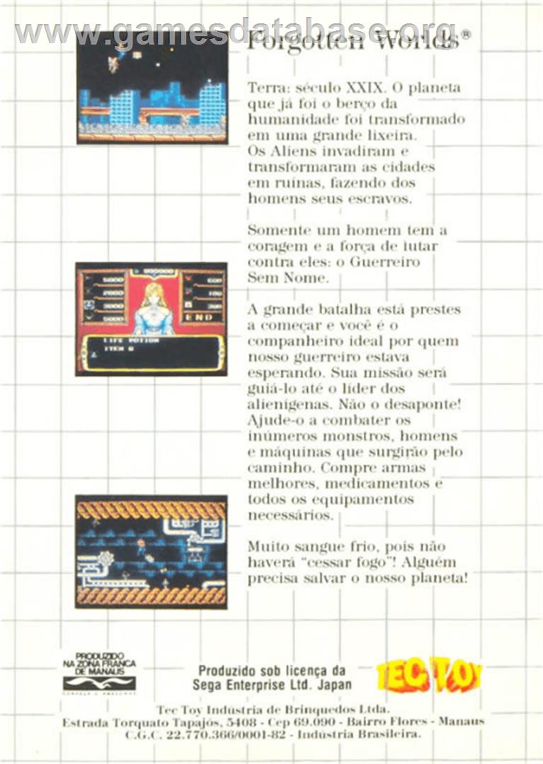 Forgotten Worlds - Sega Master System - Artwork - Box Back