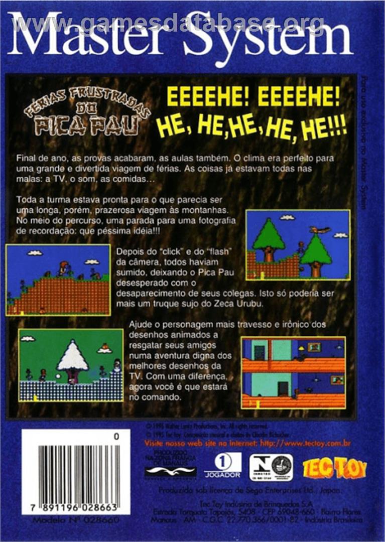 Férias Frustradas do Pica-Pau - Sega Master System - Artwork - Box Back