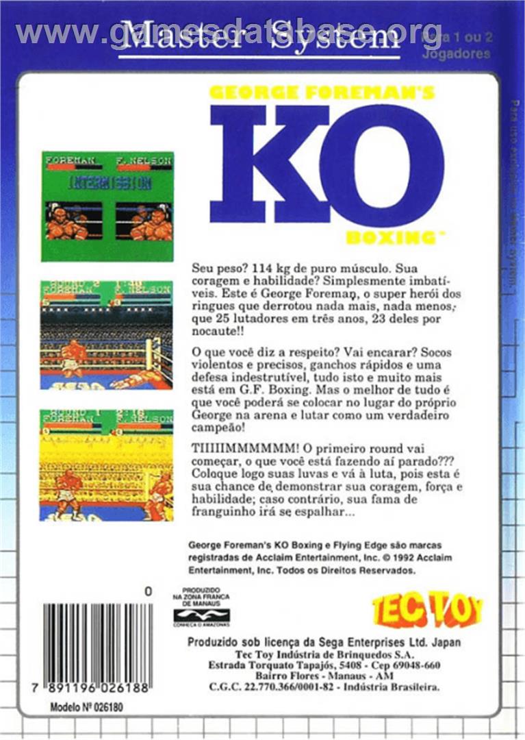 George Foreman's KO Boxing - Sega Master System - Artwork - Box Back