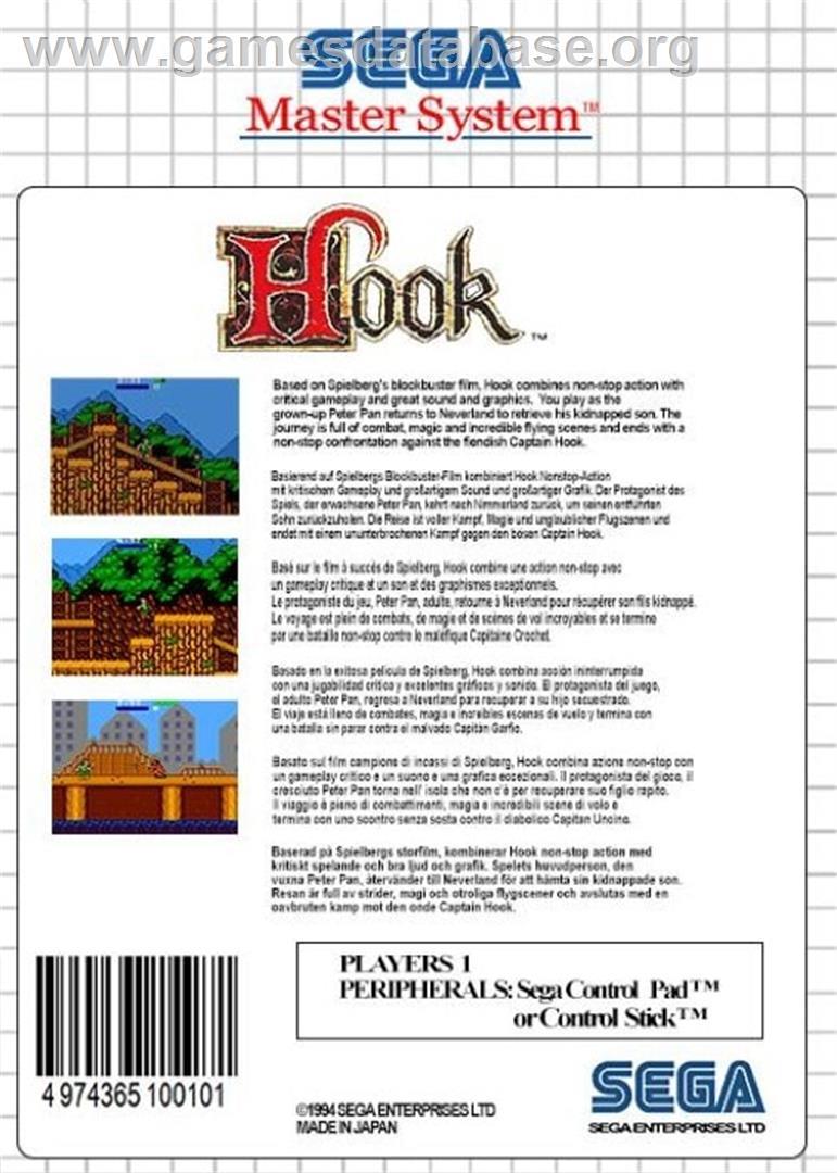 Hook - Sega Master System - Artwork - Box Back