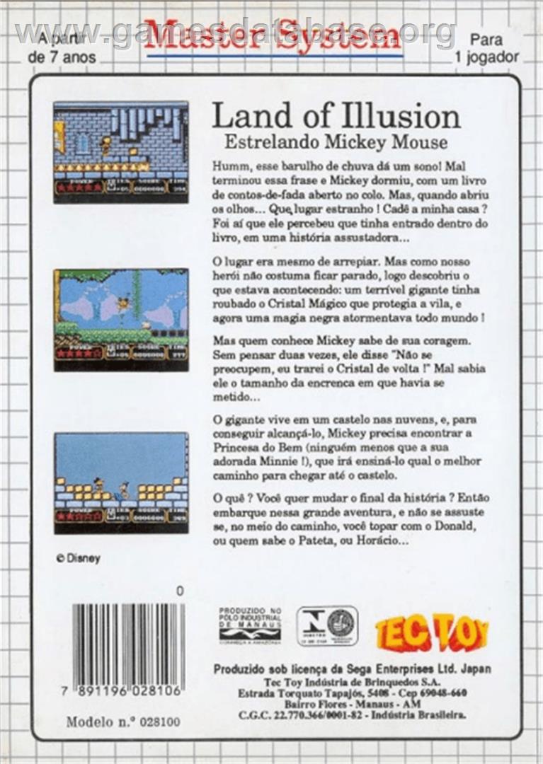Land of Illusion starring Mickey Mouse - Sega Master System - Artwork - Box Back
