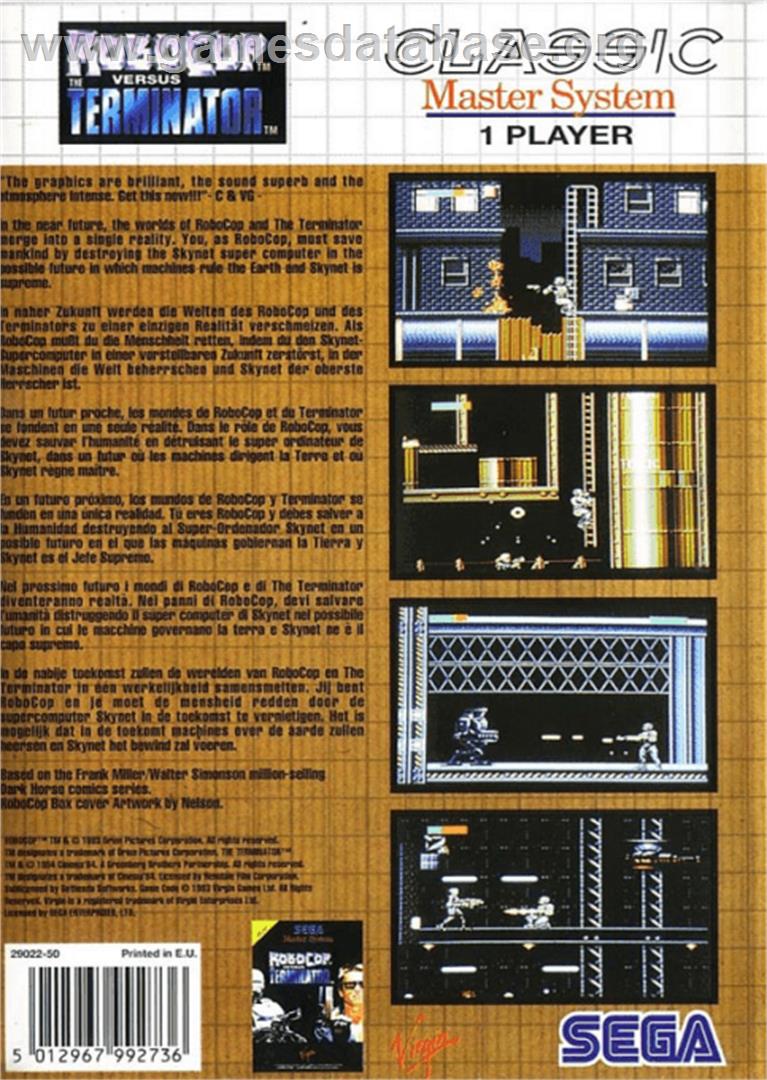 Robocop vs. the Terminator - Sega Master System - Artwork - Box Back
