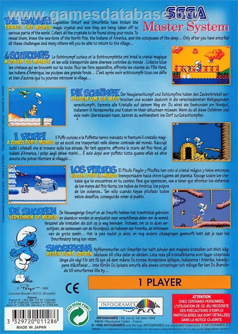 Schtroumpfs Autour Du Monde, Les - Sega Master System - Artwork - Box Back