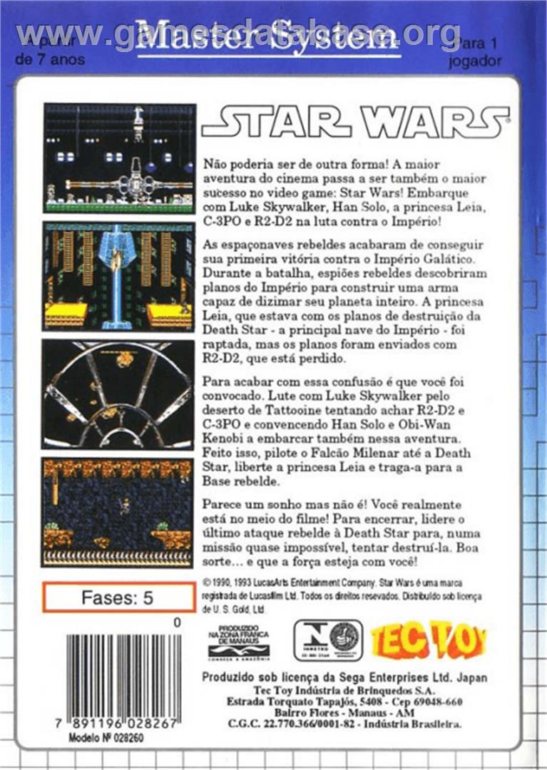 Star Wars - Sega Master System - Artwork - Box Back