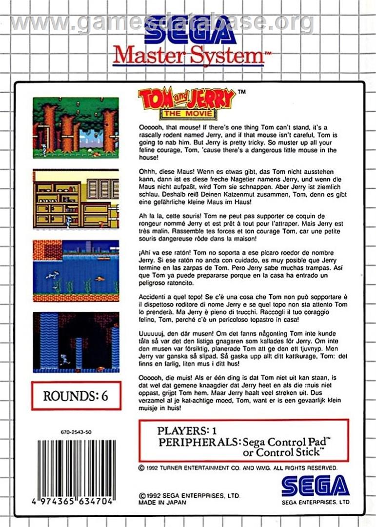 Tom And Jerry - The Movie - Sega Master System - Artwork - Box Back