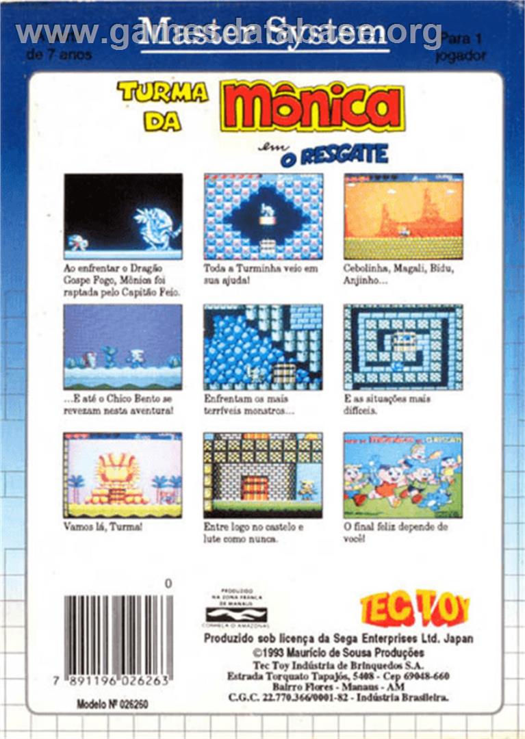 Turma da Mônica em: O Resgate - Sega Master System - Artwork - Box Back