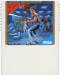 Cartridge artwork for Alien Syndrome on the Sega Master System.