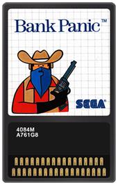 Cartridge artwork for Bank Panic on the Sega Master System.