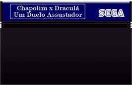 Cartridge artwork for Chapolim x Drácula: Um Duelo Assustador on the Sega Master System.