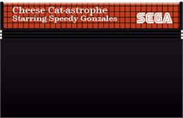 Cartridge artwork for Cheese Cat-Astrophe starring Speedy Gonzales on the Sega Master System.