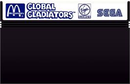 Cartridge artwork for Mick & Mack as the Global Gladiators on the Sega Master System.