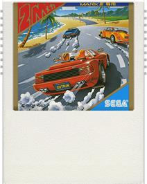 Cartridge artwork for Out Run on the Sega Master System.