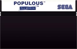 Cartridge artwork for Populous on the Sega Master System.